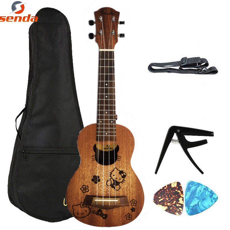21 Inch Soprano Ukelele 4 Strings Spruce Basswood Guitar Uke + String