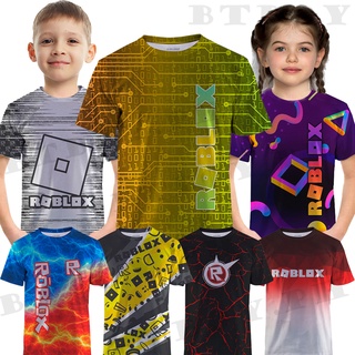 ROBLOX（4-14 Years Old)Kids Fashion T-Shirt Boys Daily Short Sleeve Shirts  Baby Casual Tops Games Adventure Summer Clothes