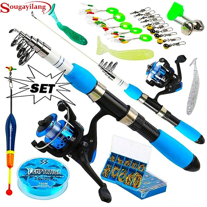 Sougayilang Fishing Rod Full Kits with Telescopic Fishing Sea Rod