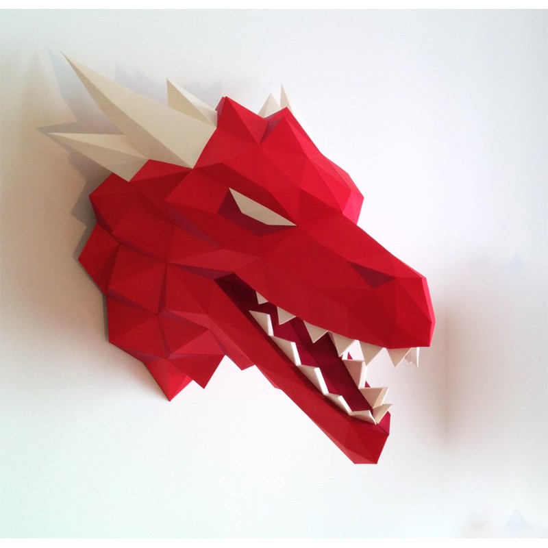 DIY Papercraft Game of Thrones Dragon Head Wall Hanging Stark Tagrian ...