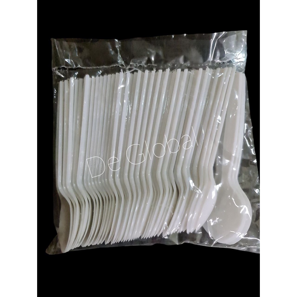 Disposable Teaspoon disposable sundae spoon 50pcs / pack Shopee