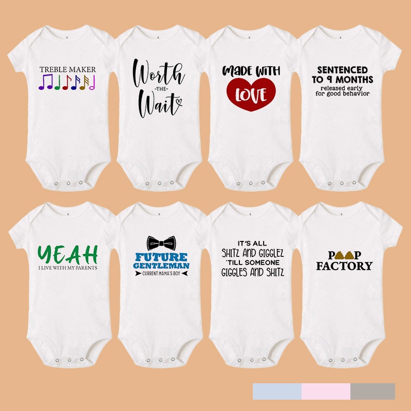 Newborn Baby Funny Romper Poop Factory Print Infant Boys Girls Short