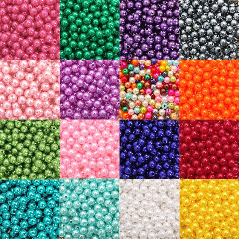 200pcs Faux Pearl Beads for Jewelry Making, 6/8mm Round Loose Faux