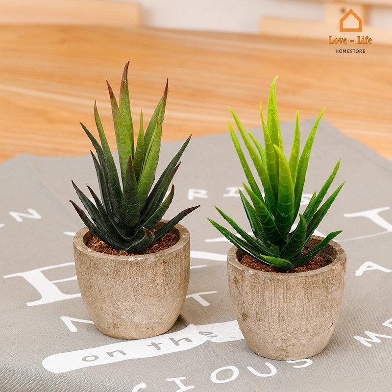 Durable Simulation Green Flower Potted/ Artificial Succulent Aloe Vera ...