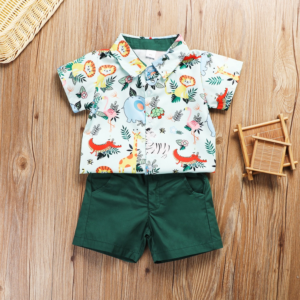 Jungle Safari Costume for Baby Boy Animal Print Shirt Brown Shorts