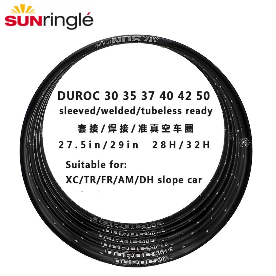 Sunringle DUROC Rims 30 35 37 40 42 50 mtb Inch Mountain Tubeless  Soldering Rim 28/32H Hoops Width Aluminium Rim