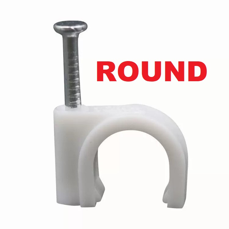 PVC CABLE CLIP ROUND AND FLAT HEAVY DUTY (100pcs per pack) Shopee