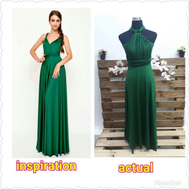 green emerald velvet dress NZ Stock Multiway Infinity Dress Classic Forest Green