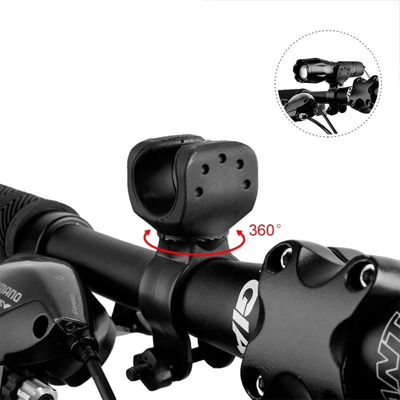 Portable Adjustable Bicycle Flashlight Holder/ 360 Degree Rotation Bike Front Light Bracket/ MTB