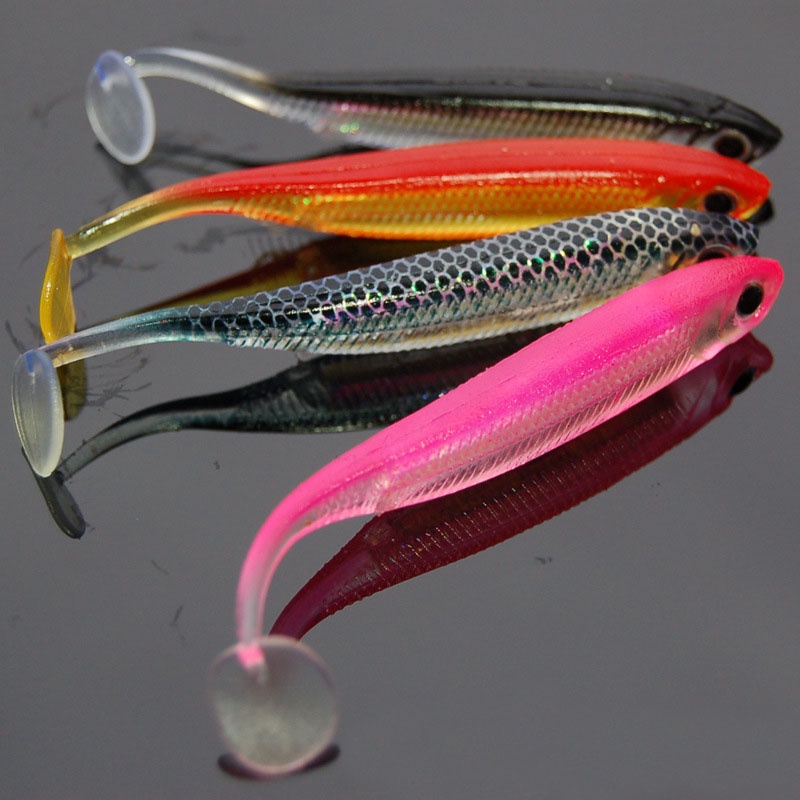 7.5cm/2.2g Soft Bait Ttail 3D Rainbow Eembedded Aluminum Foil Sea