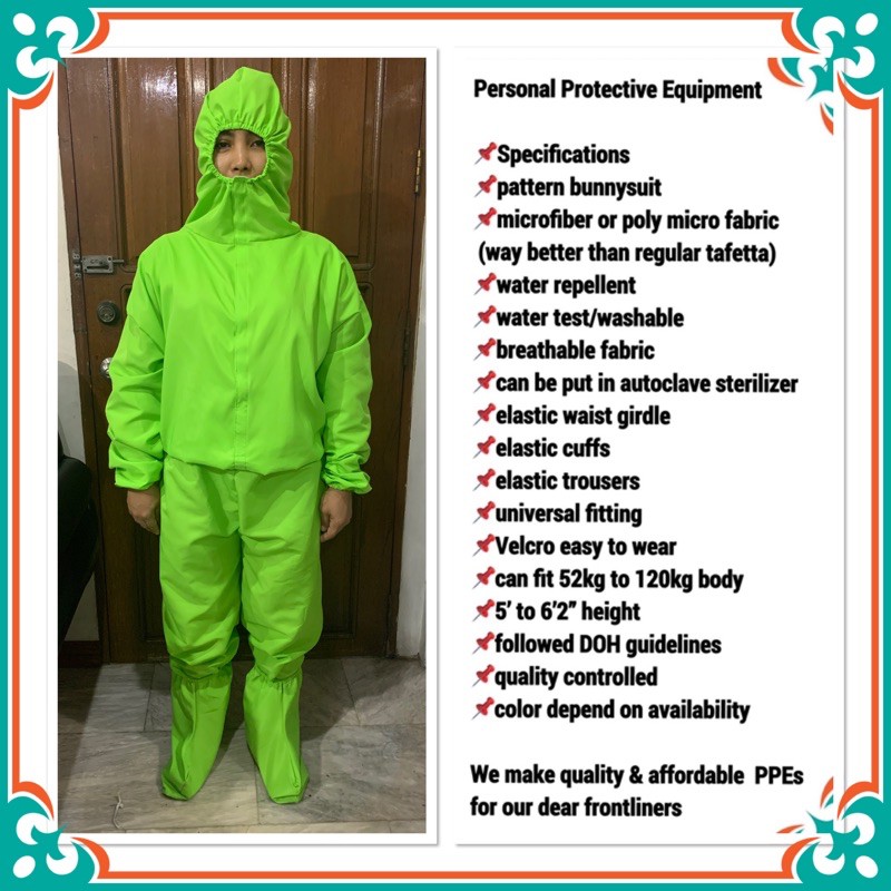 Ppe coverall, Bunny suit, Playsuit w/shoe cover washable unisex ...