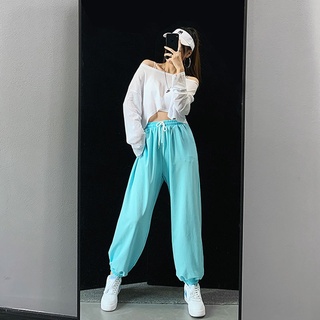 Colorful Dance Pants Women Loose High Waist Hip-Hop Jazz Dancing Sports  Casual Street Shooting