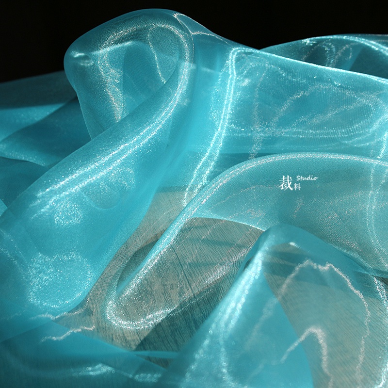 Melancholy Lake Water Light Blue Organza Crystal Gauze Glossy See ...