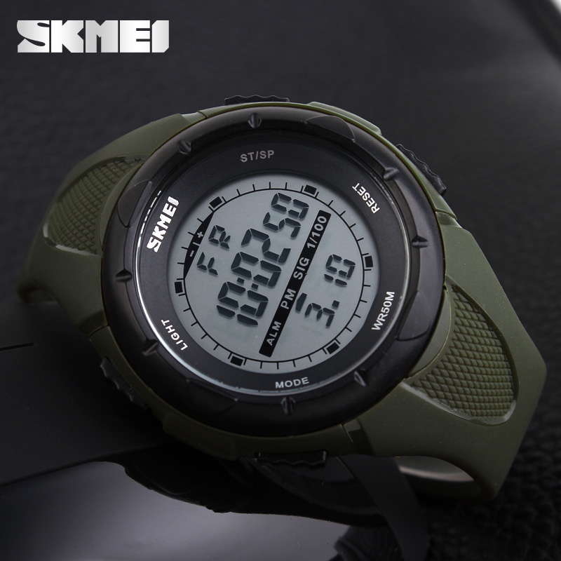SKMEI New Men's Solar Power Digital Watch LED 50M Waterproof Alarm