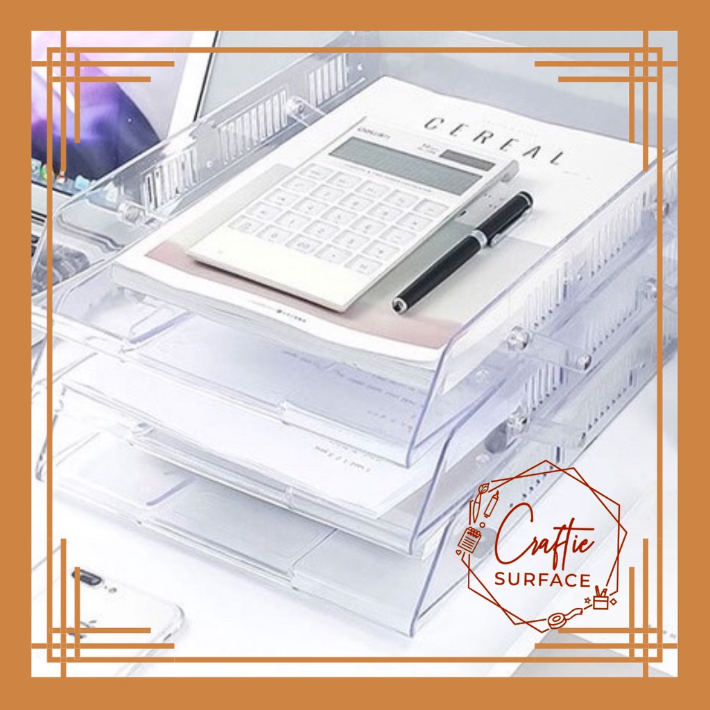 Transparent Three layer File Disk Organizer Office files Acrylic Tray