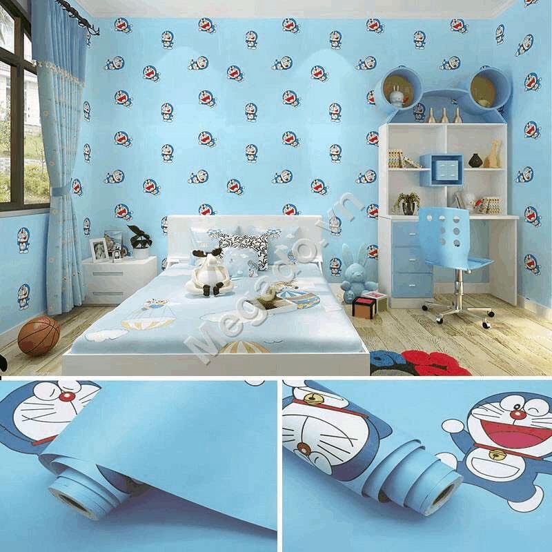 10M Green doreamon Pattern Wallpaper available glue - 0.45m size ...