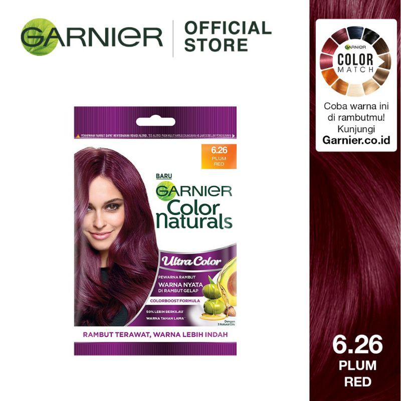 MERAH Garnier Color Naturals Express Hair Color 6.26 Plum Red (Cat