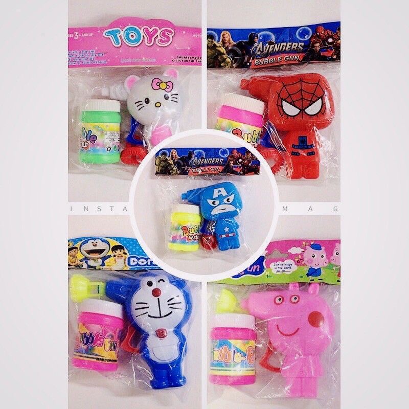 Character Bubble Toy Gun with Bottle of Bubble Water Set Toys Peppa Doraemon Ironman Spiderman
