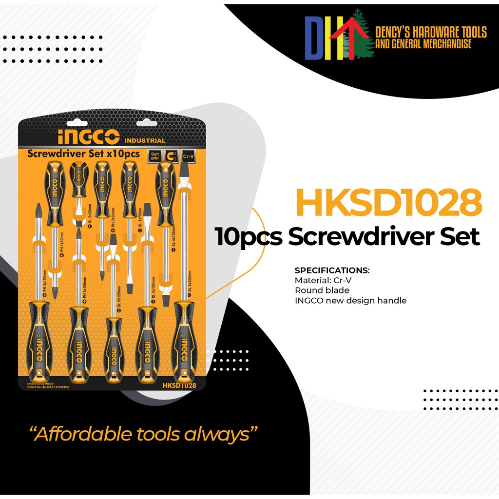 Ingco HKSD1028 10pcs Screwdriver Set •DENCY'S• Shopee Philippines