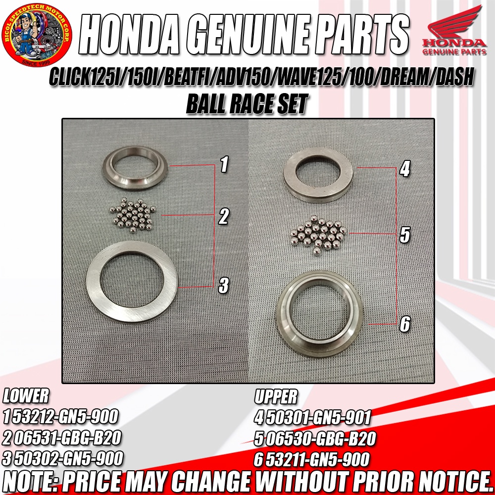 CLICK/BEAT FI/ADV150/WAVE/DREAM/DASH BALL RACE SET (HPI) 53211-GN5 ...