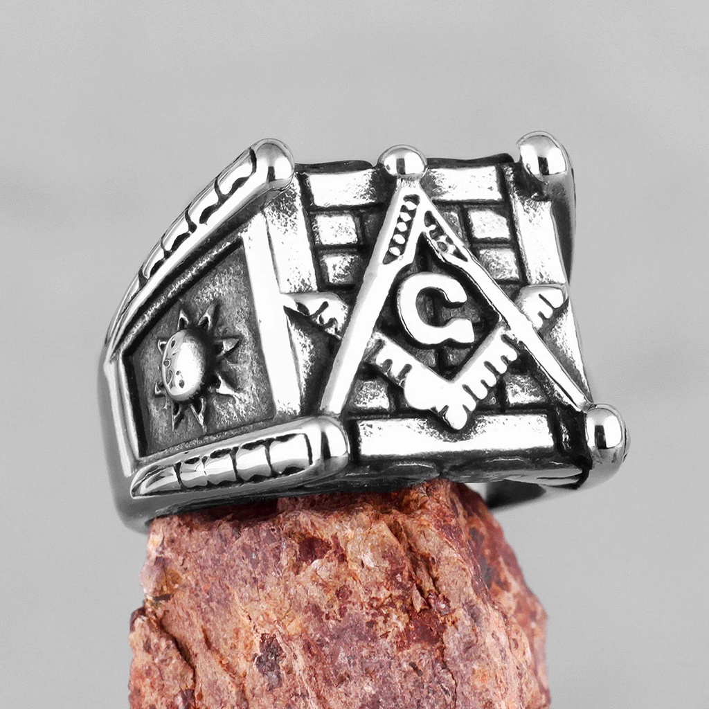 Freemason Illuminati Masonic Square Stainless Steel Mens Rings Punk for ...