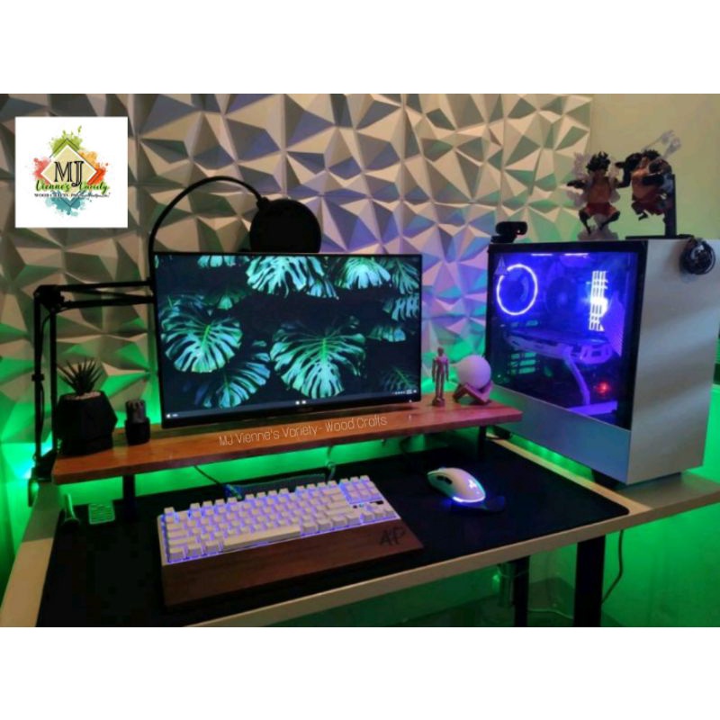 WOODEN MONITOR RISER | SINGLE DUAL MONITOR STAND| L-90cm/W-23-24cm/H-8 ...