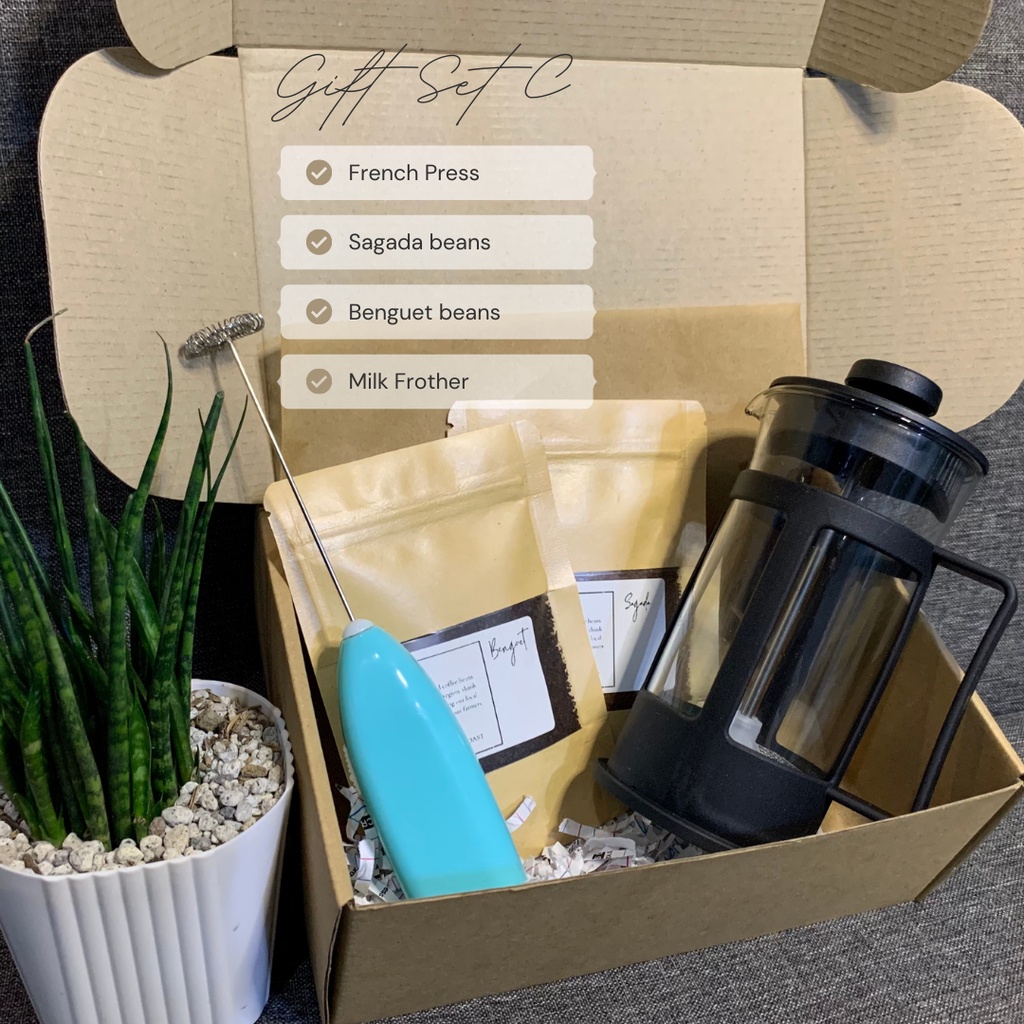 Coffee Gift Sets BUNDLE (with French Press, Fresh ground Coffee, Milk