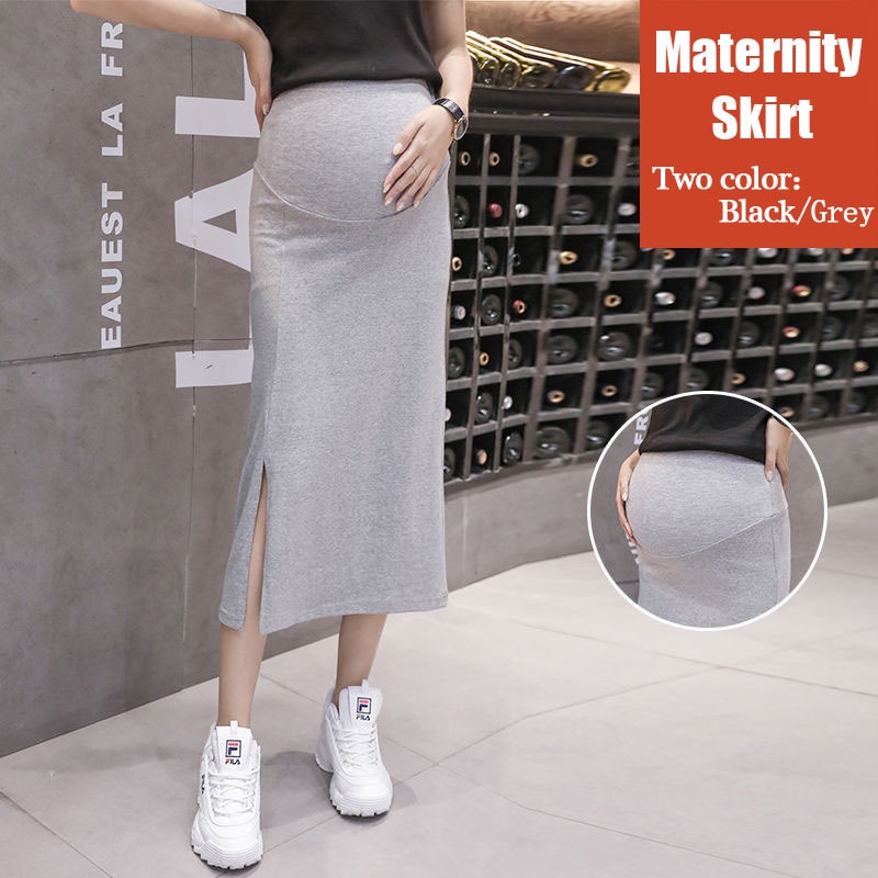 Maternity Skirt 2024 Mid-length Adjustable Slit Hip Pregnant Skirts(M ...