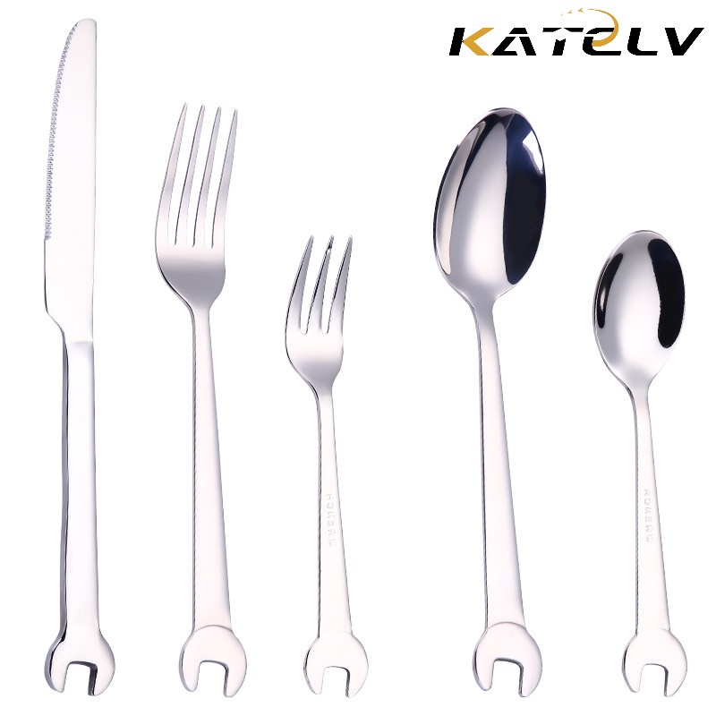 KATELV 304 Stainless Steel Fork And Spoon Wrench Set Cutlery Design Shopee Philippines