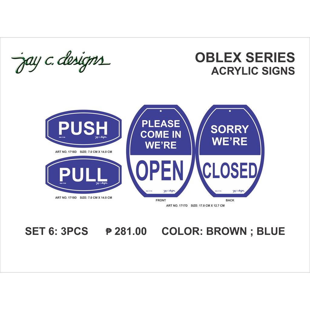 Jay C. Designs Acrylic Sign / Signage Set 6 | Shopee Philippines