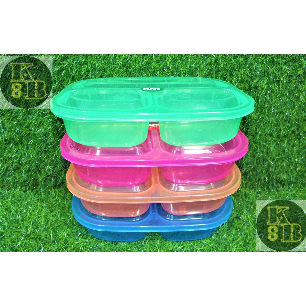 Uniware #219 Lunch Box with Spoon & Fork with 3 Division (Random color ...