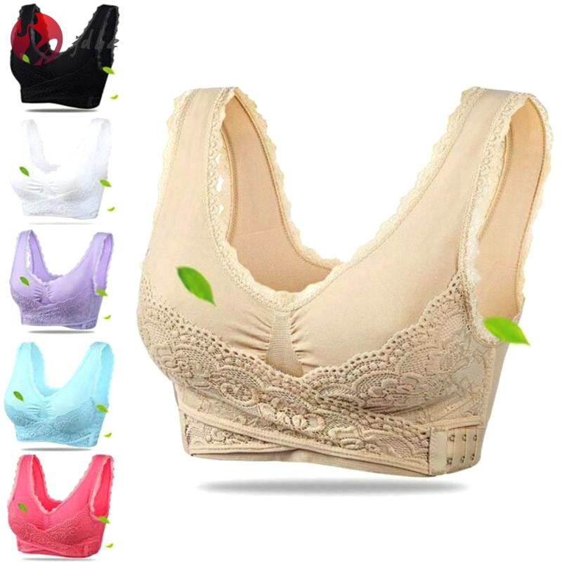 JDBE 1 Pcs Front Cross Side Buckle Wireless Lace Bra Breathable for ...