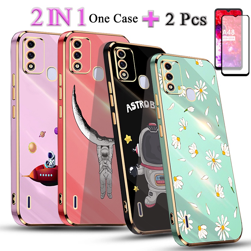 2 IN 1 ITEL A48 TPU Soft Silicone Painted Phone Case For ITEL A48 Gold