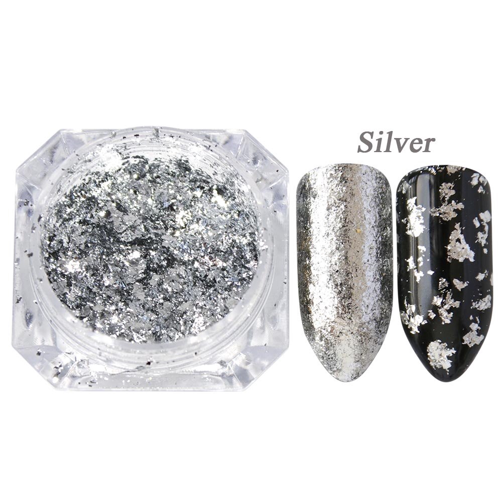 Hama Nail 1g Laser Silver Holographic Nail Glitter Powders Chrome