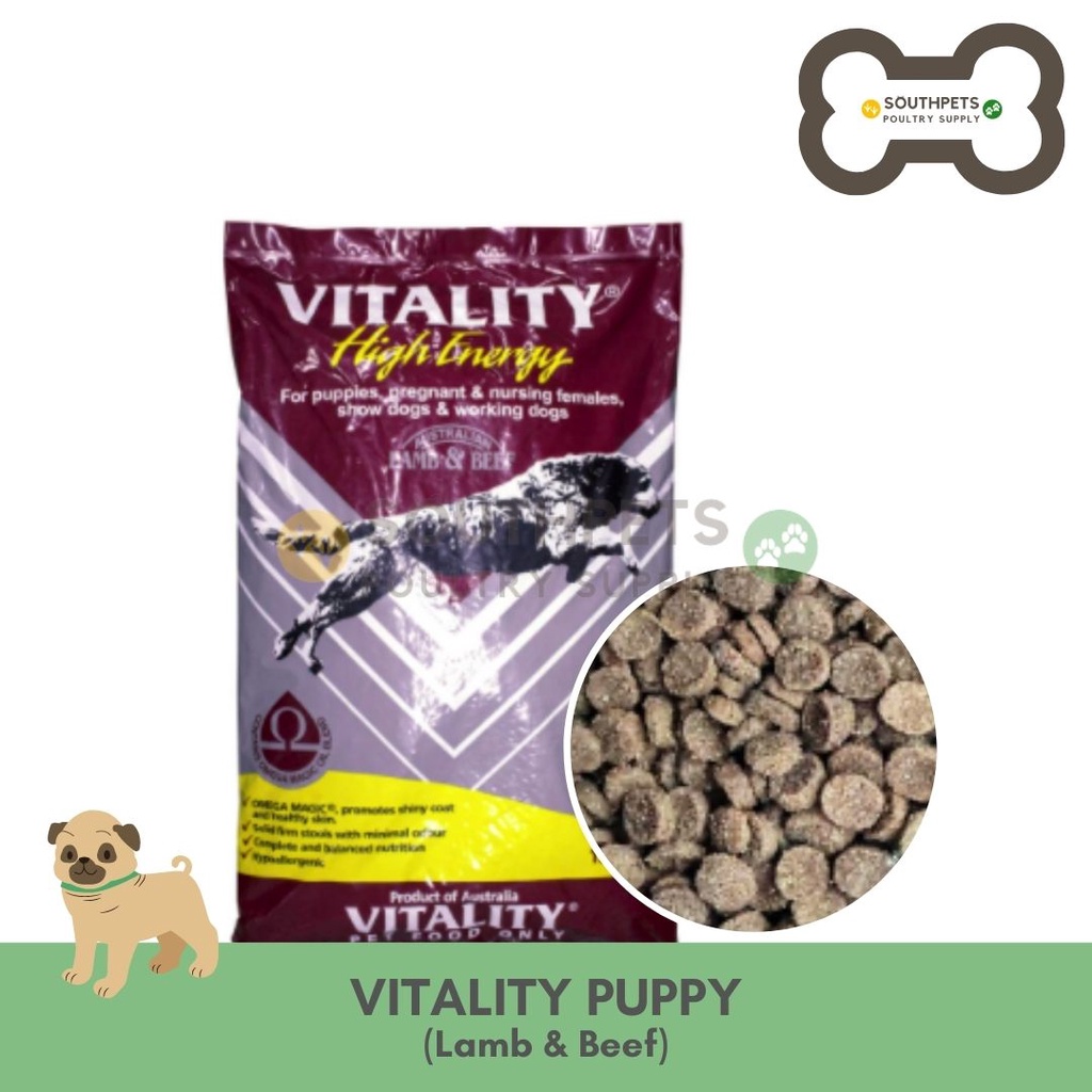 Vitality High Energy Puppy Repacked Small Large Bites Lamb