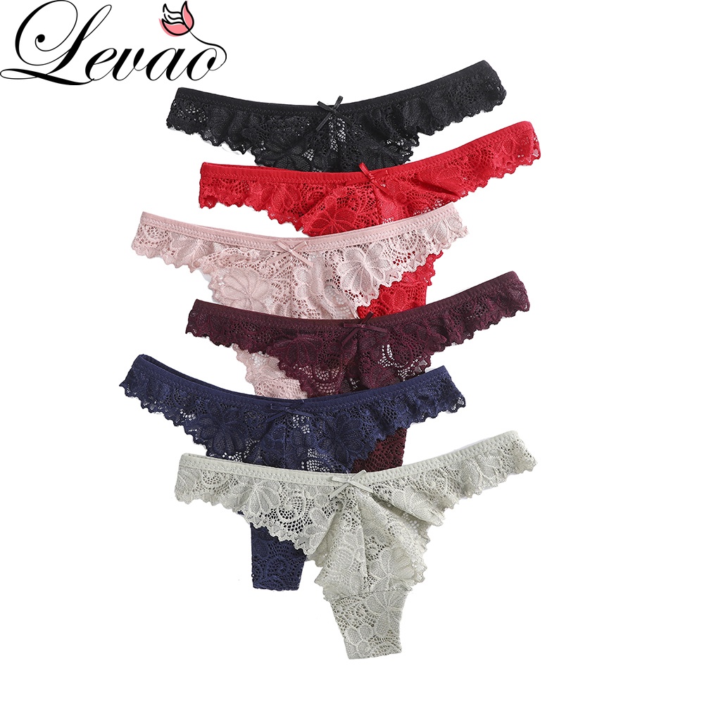 LEVAO Thongs for Women Lace Underwear Tangas Sexy Low Waist