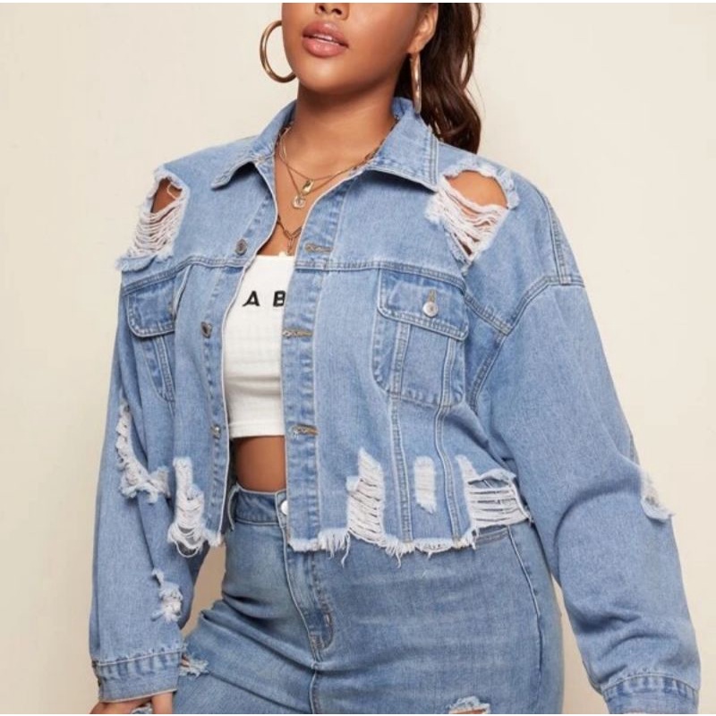 Colored denim shop jacket plus size