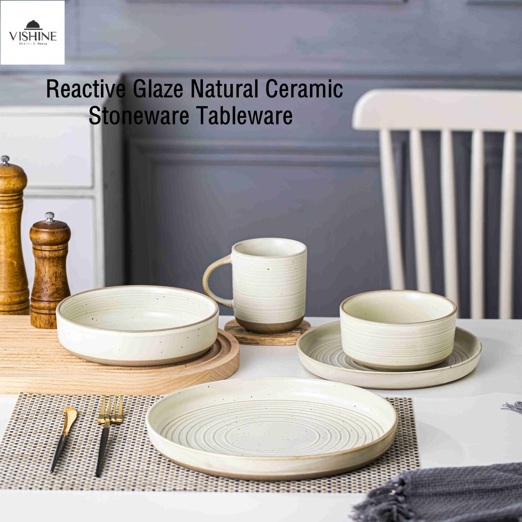 Stoneware Ceramic Tableware Reactive Glaze Natural Dinner Plate Salad ...