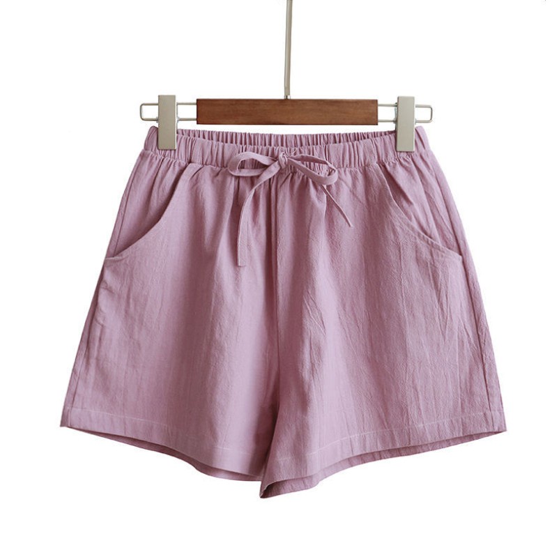 Japanese Basic Shorts Cotton Linen Shorts Dolphin Shorts with Pockets ...