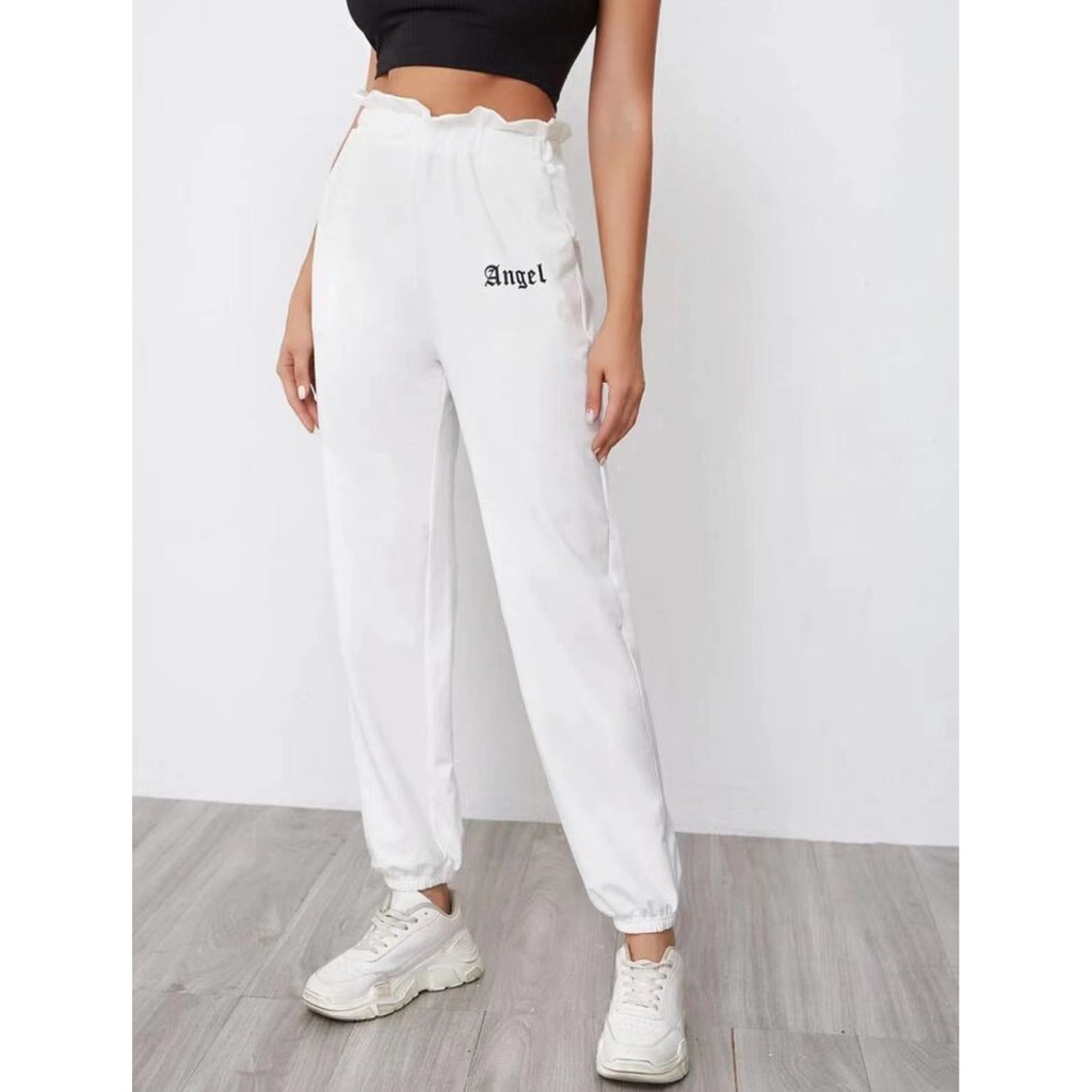 Graphic discount white joggers