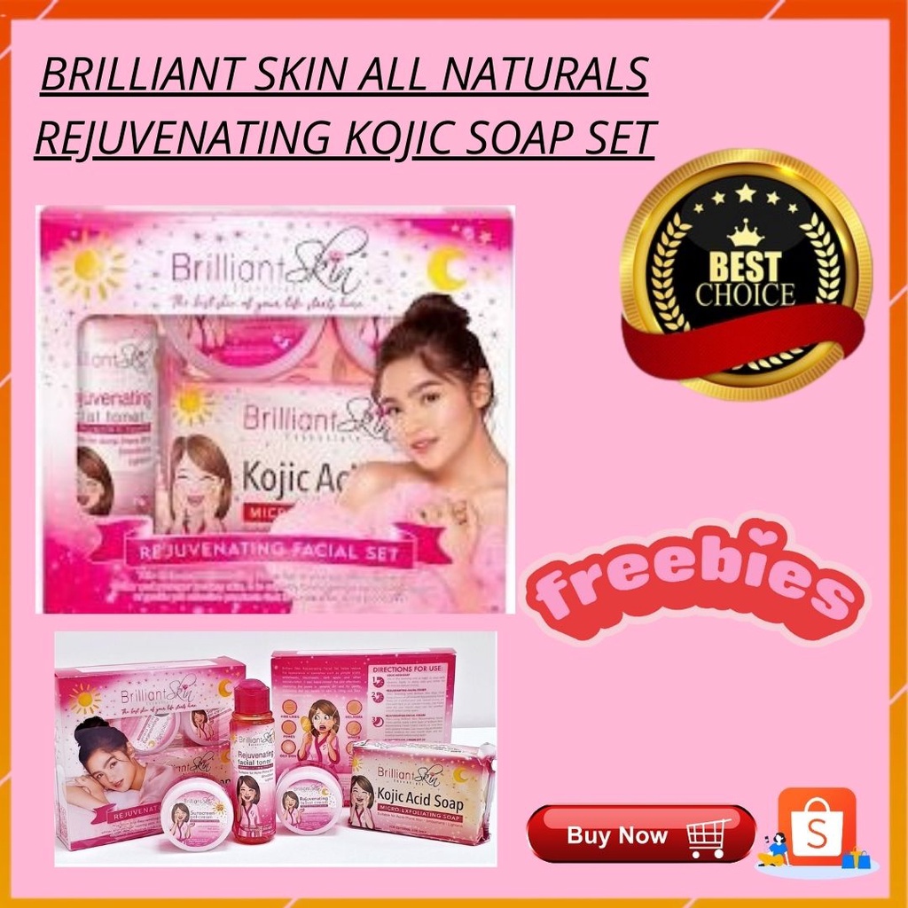 ∟┇ BRILLIANT Skin All Naturals Rejuvenating Kojic soap Set Removes pimple marks and darkspots