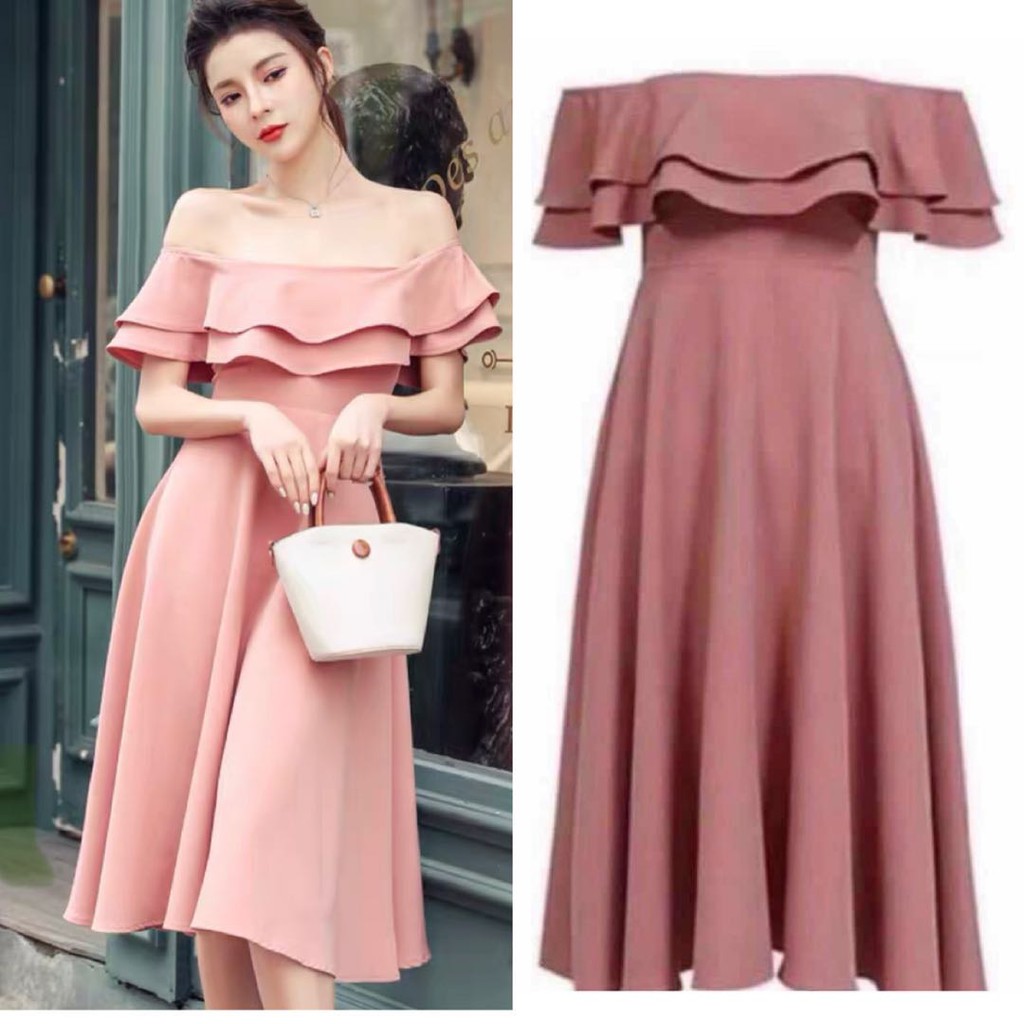 M#6967 Fashionable korean offshoulder dress | Shopee Philippines