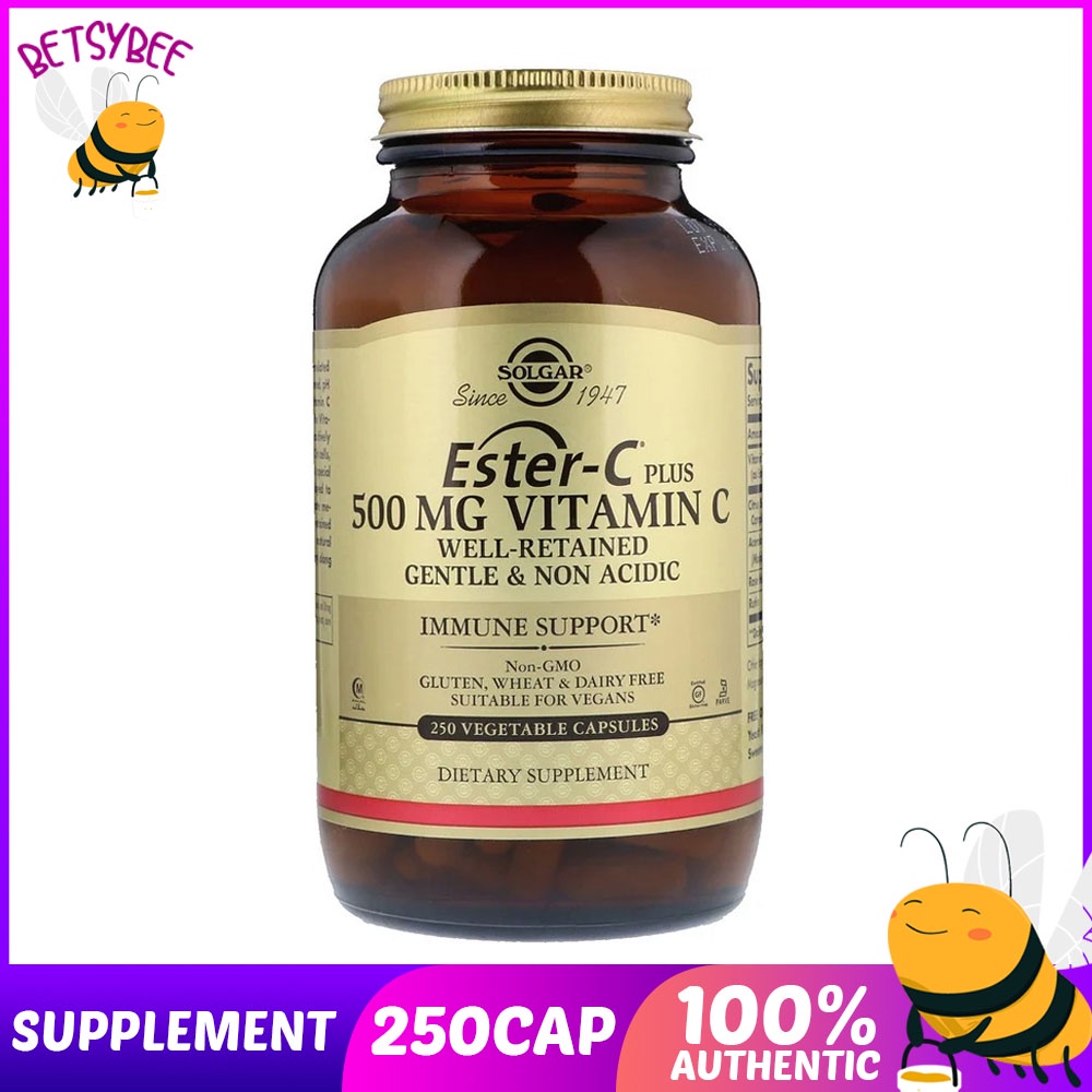 Solgar Ester-C Non Acidic Plus 500 mg 250 capsules Vitamin C Ascorbate ...