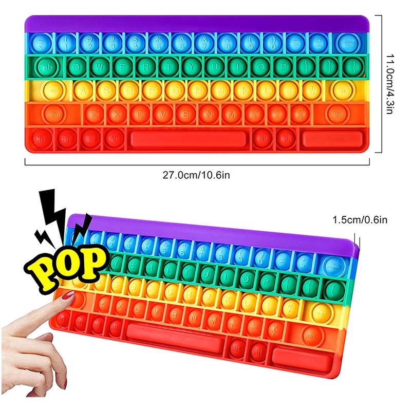 New Keyboard Fidget Toys Multi-color Pop Its With Word for Kid to ...