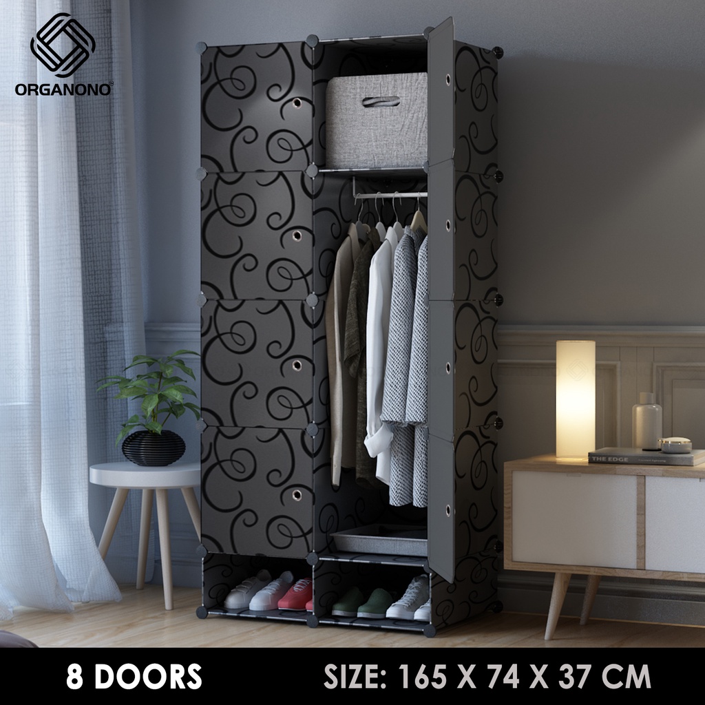 Organono DIY 6-8 Doors ALL BLACK Wardrobe Stackable Customizable ...
