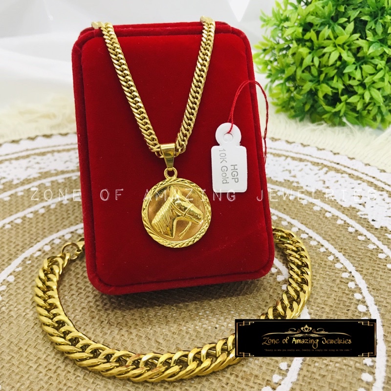 zoaj.ph Mens Horse Necklace and Bracelet Set | Shopee Philippines