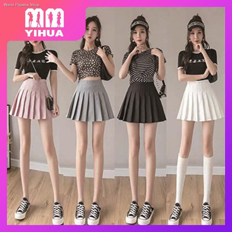 Ready Stock~ ☊yihua Korean Style High Waist White Short Skirt Fashionable Sexy Pleated Mini Xs 8487