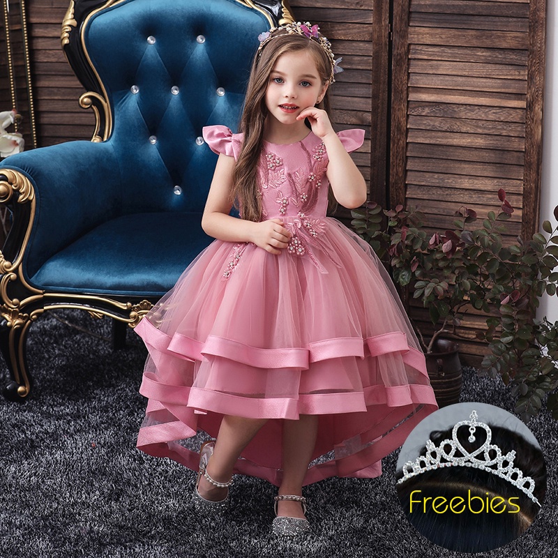 3-12Y Girls Princess dress kids tailing dress birthday photo shooting dress  wedding party Gown performance princess dress freebies | Shopee Philippines