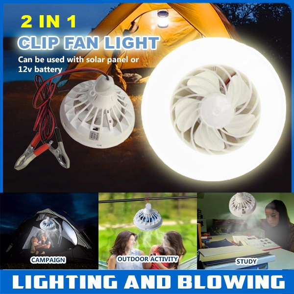 Camping Fan Light 12VDC E27 ceiling fan with light Outdoor chandelier
