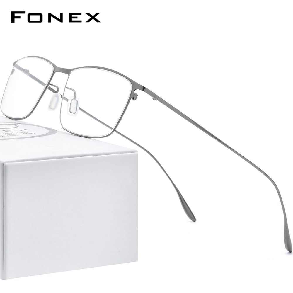 FONEX Titanium Alloy Glasses Frame Men Square Myopia Prescription